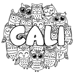 Coloriage CALI - d&eacute;cor Chouettes