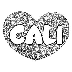 Coloriage CALI - d&eacute;cor Mandala coeur