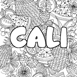 Coloriage CALI - d&eacute;cor Mandala fruits