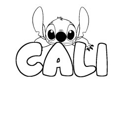 Coloriage prénom CALI - décor Stitch