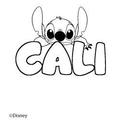 Coloriage pr&eacute;nom CALI - d&eacute;cor Stitch