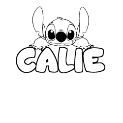 Coloriage prénom CALIE - décor Stitch