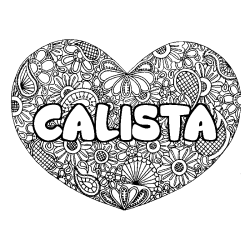 Coloriage pr&eacute;nom CALISTA - d&eacute;cor Mandala coeur