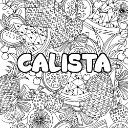 Coloriage pr&eacute;nom CALISTA - d&eacute;cor Mandala fruits