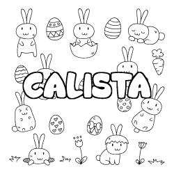 Coloriage prénom CALISTA - décor Paques