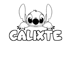 Coloriage prénom CALIXTE - décor Stitch