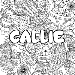 Coloriage prénom CALLIE - décor Mandala fruits