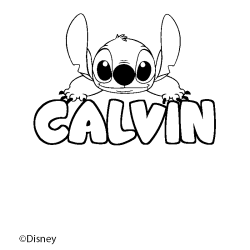 Coloriage pr&eacute;nom CALVIN - d&eacute;cor Stitch