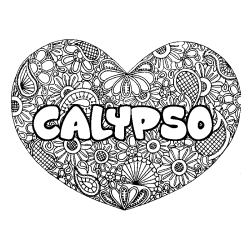 Coloriage prénom CALYPSO - décor Mandala coeur