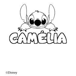 Coloriage pr&eacute;nom CAM&Eacute;LIA - d&eacute;cor Stitch