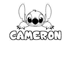 Coloriage prénom CAMERON - décor Stitch