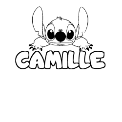 Coloriage prénom CAMILLE - décor Stitch