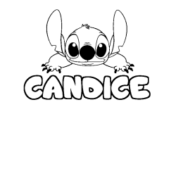 Coloriage prénom CANDICE - décor Stitch