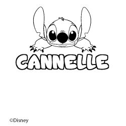 Coloriage pr&eacute;nom CANNELLE - d&eacute;cor Stitch