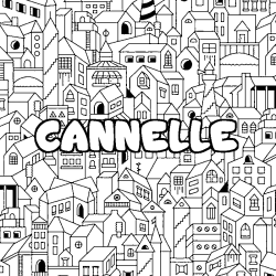 Coloriage pr&eacute;nom CANNELLE - d&eacute;cor Ville