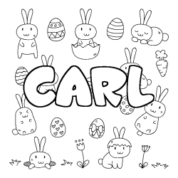 Coloriage pr&eacute;nom CARL - d&eacute;cor Paques