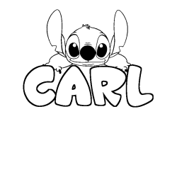 Coloriage prénom CARL - décor Stitch
