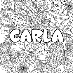Coloriage prénom CARLA - décor Mandala fruits