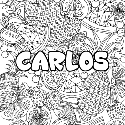 Coloriage prénom CARLOS - décor Mandala fruits