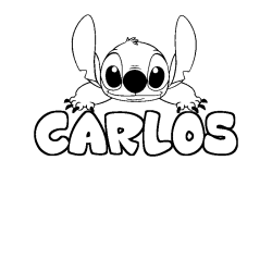 Coloriage prénom CARLOS - décor Stitch