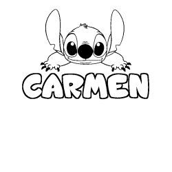 Coloriage prénom CARMEN - décor Stitch