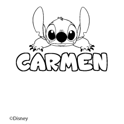 Coloriage pr&eacute;nom CARMEN - d&eacute;cor Stitch