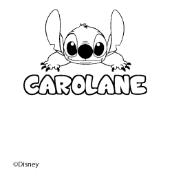 Coloriage pr&eacute;nom CAROLANE - d&eacute;cor Stitch