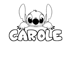 Coloriage prénom CAROLE - décor Stitch