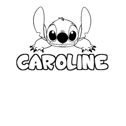 Coloriage prénom CAROLINE - décor Stitch
