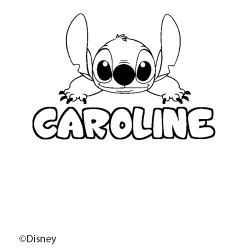Coloriage pr&eacute;nom CAROLINE - d&eacute;cor Stitch