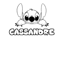 Coloriage prénom CASSANDRE - décor Stitch