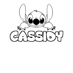 Coloriage prénom CASSIDY - décor Stitch