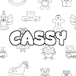 Coloriage prénom CASSY - décor Jouets