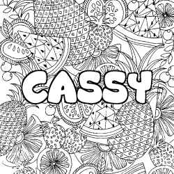Coloriage prénom CASSY - décor Mandala fruits