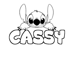 Coloriage prénom CASSY - décor Stitch