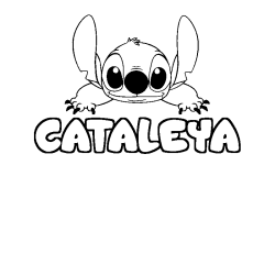 Coloriage prénom CATALEYA - décor Stitch