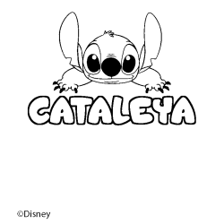Coloriage pr&eacute;nom CATALEYA - d&eacute;cor Stitch