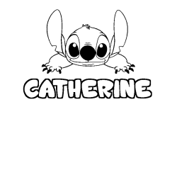 Coloriage prénom CATHERINE - décor Stitch