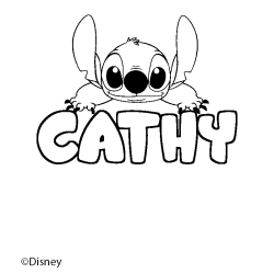 Coloriage pr&eacute;nom CATHY - d&eacute;cor Stitch