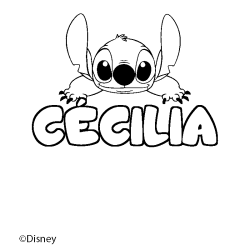 Coloriage pr&eacute;nom C&Eacute;CILIA - d&eacute;cor Stitch