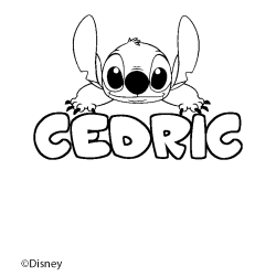 Coloriage pr&eacute;nom CEDRIC - d&eacute;cor Stitch