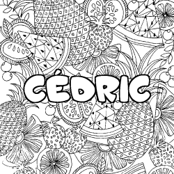 Coloriage pr&eacute;nom C&Eacute;DRIC - d&eacute;cor Mandala fruits