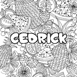 Coloriage prénom CEDRICK - décor Mandala fruits