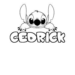 Coloriage prénom CEDRICK - décor Stitch