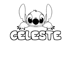 Coloriage prénom CELESTE - décor Stitch