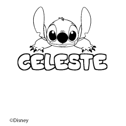 Coloriage pr&eacute;nom CELESTE - d&eacute;cor Stitch