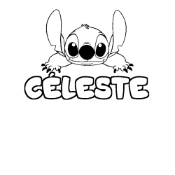 Coloriage prénom CÉLESTE - décor Stitch
