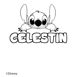 Coloriage pr&eacute;nom CELESTIN - d&eacute;cor Stitch