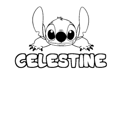 Coloriage prénom CELESTINE - décor Stitch