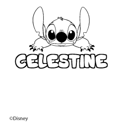 Coloriage pr&eacute;nom CELESTINE - d&eacute;cor Stitch